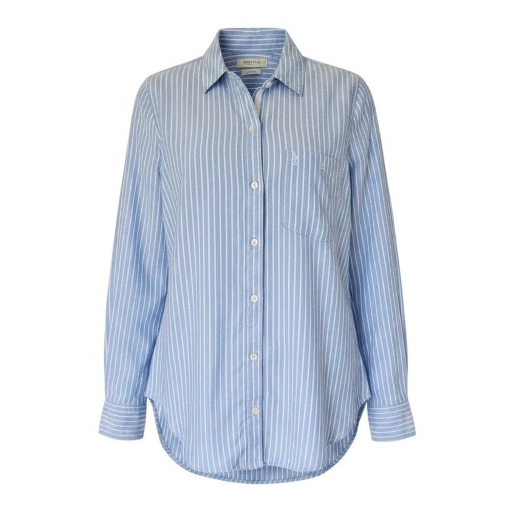 Abercrombie & Fitch Button-Down Shirt Size L Blue Striped Cotton Quiet Luxury